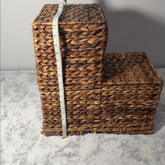 Woven Stair Step Basket Organizer with Handles - Picture 8 of 10